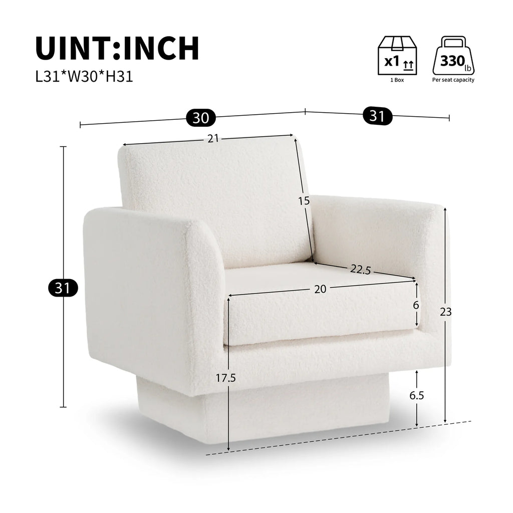 360° Modern Comfy Swivel Accent Chair Armchair with Teddy Sherpa Boucle Fabric