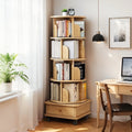 360° Rotating Bookshelf Tower with Drawer & Wheels