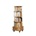 360° Rotating Bookshelf Tower with Drawer & Wheels