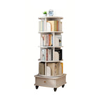 360° Rotating Bookshelf Tower with Drawer & Wheels