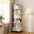 360° Rotating Bookshelf Tower with Drawer & Wheels