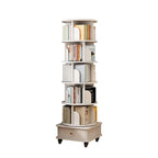 360° Rotating Bookshelf Tower with Drawer & Wheels