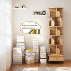 360° Rotating Bookshelf Tower with Drawer & Wheels