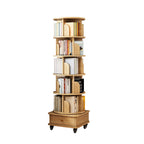 360° Rotating Bookshelf Tower with Drawer & Wheels