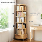 360° Rotating Bookshelf Tower with Drawer & Wheels