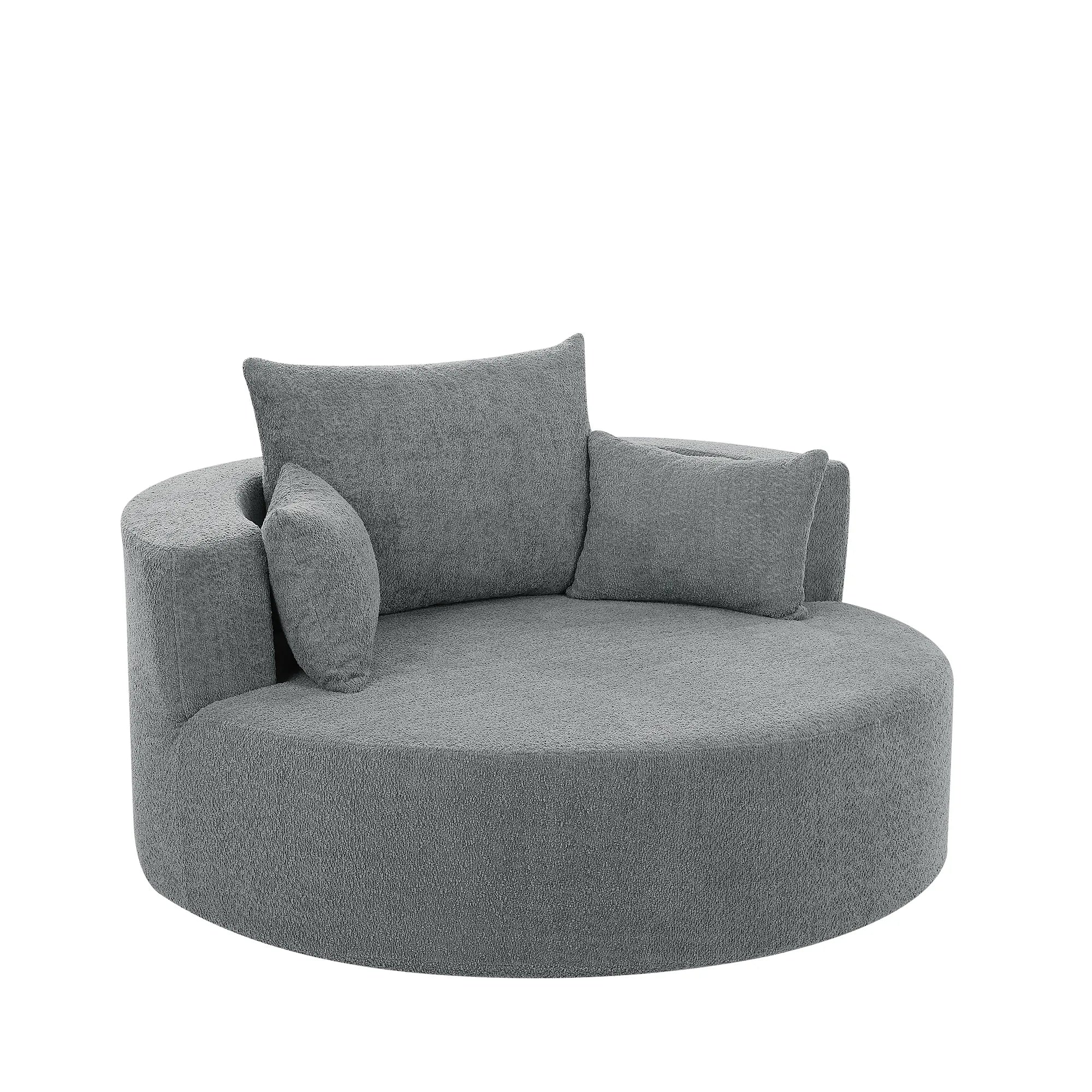 360° Swivel Barrel Accent Chair With Throw Pillows