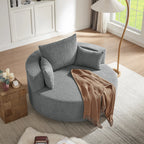360° Swivel Barrel Accent Chair With Throw Pillows