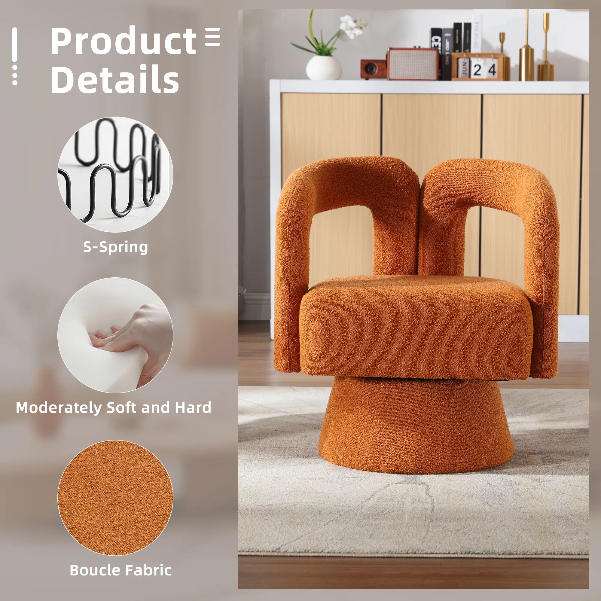 360° Swivel Cuddle Barrel Accent Chair With Fluffy Fabric