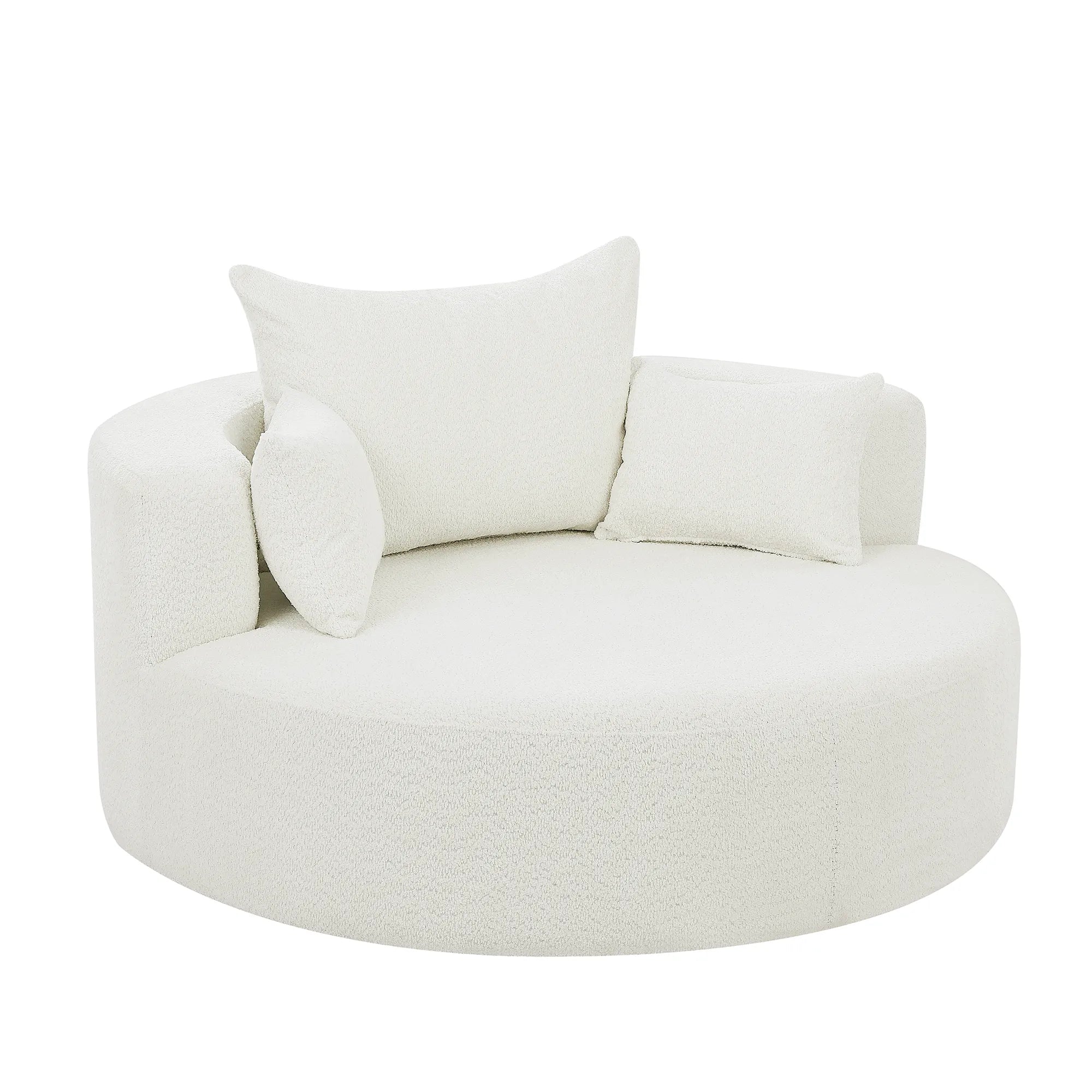 360° Swivel Barrel Accent Chair With Throw Pillows