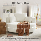 360° Swivel Barrel Accent Chair With Throw Pillows