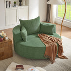 360° Swivel Barrel Accent Chair With Throw Pillows