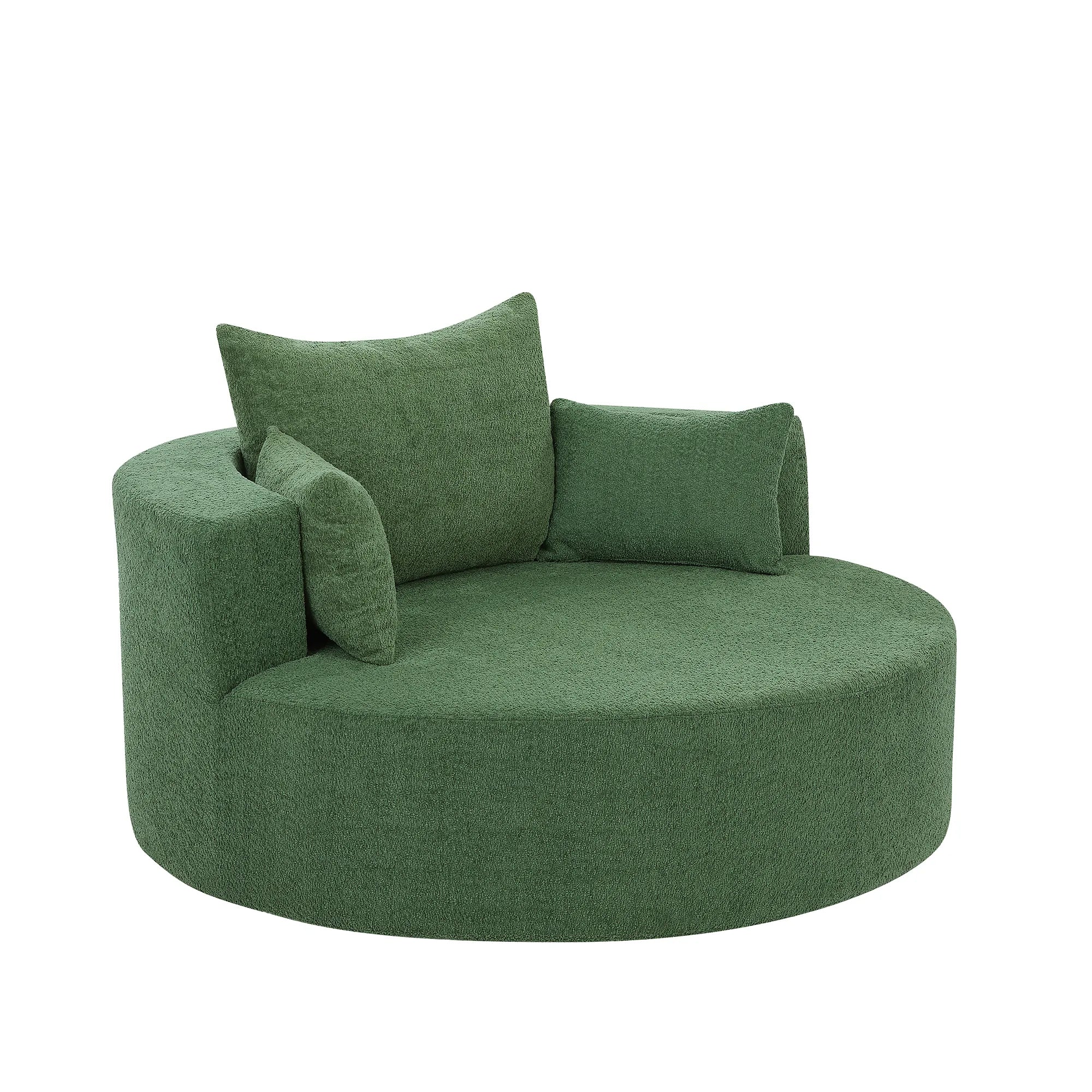 360° Swivel Barrel Accent Chair With Throw Pillows