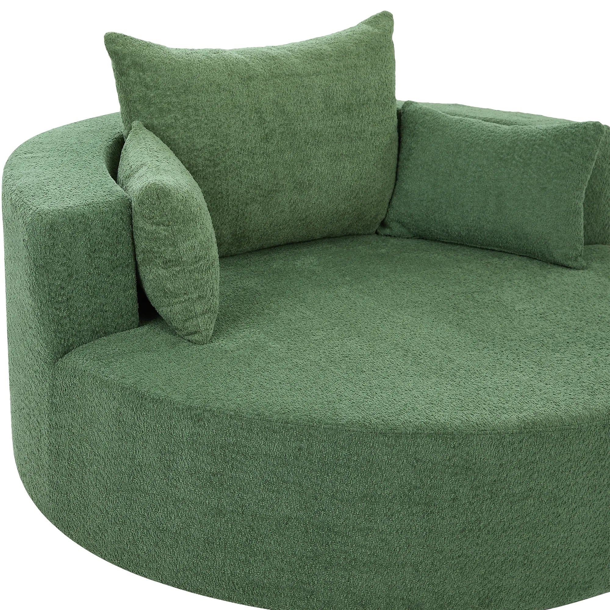 360° Swivel Barrel Accent Chair With Throw Pillows