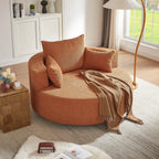 360° Swivel Barrel Accent Chair With Throw Pillows
