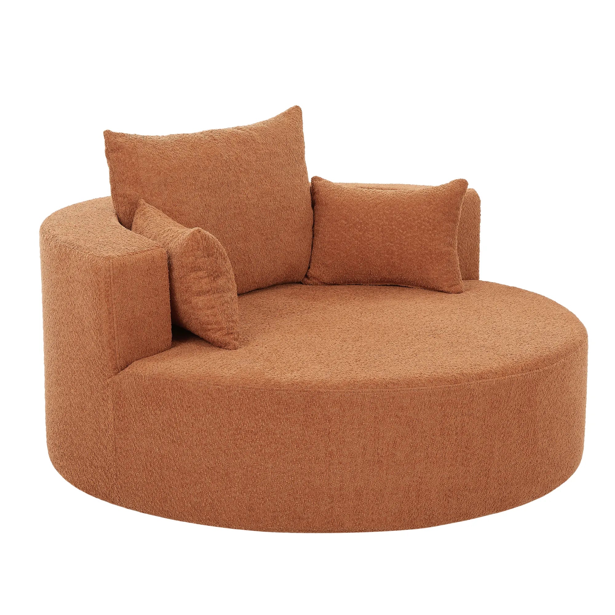 360° Swivel Barrel Accent Chair With Throw Pillows