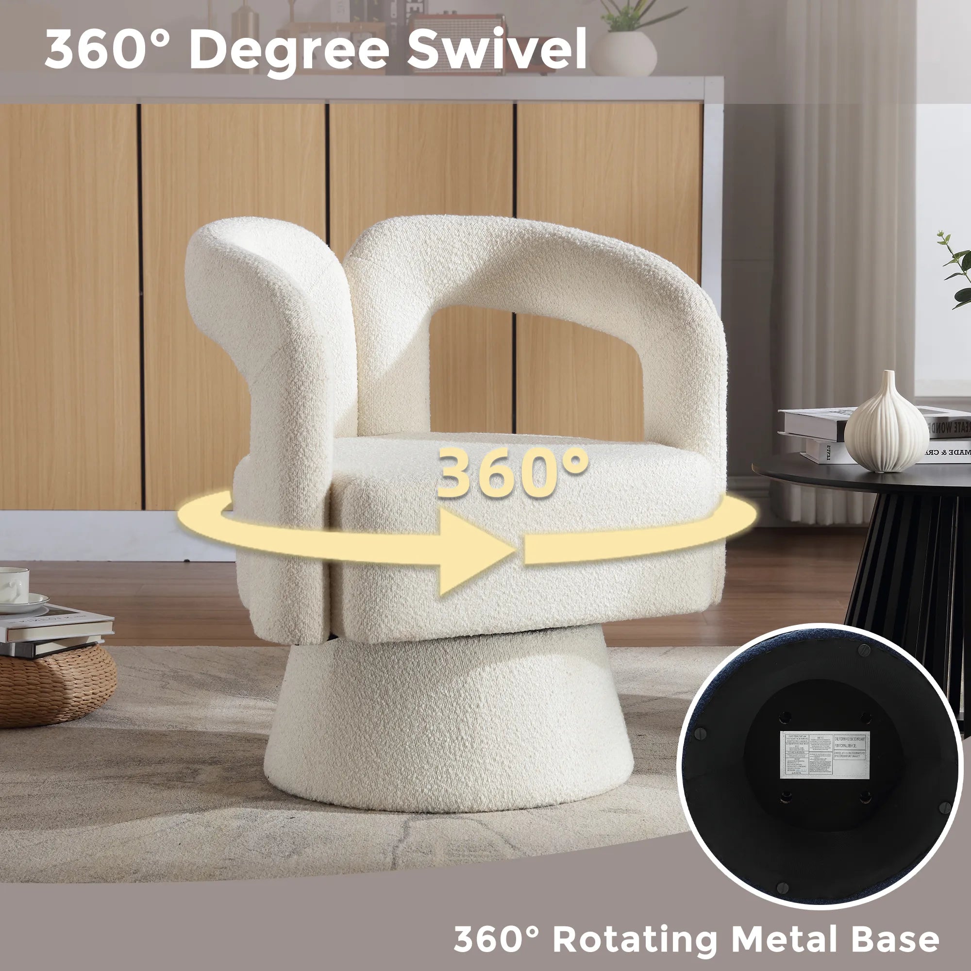 360° Swivel Cuddle Barrel Accent Chair With Fluffy Fabric