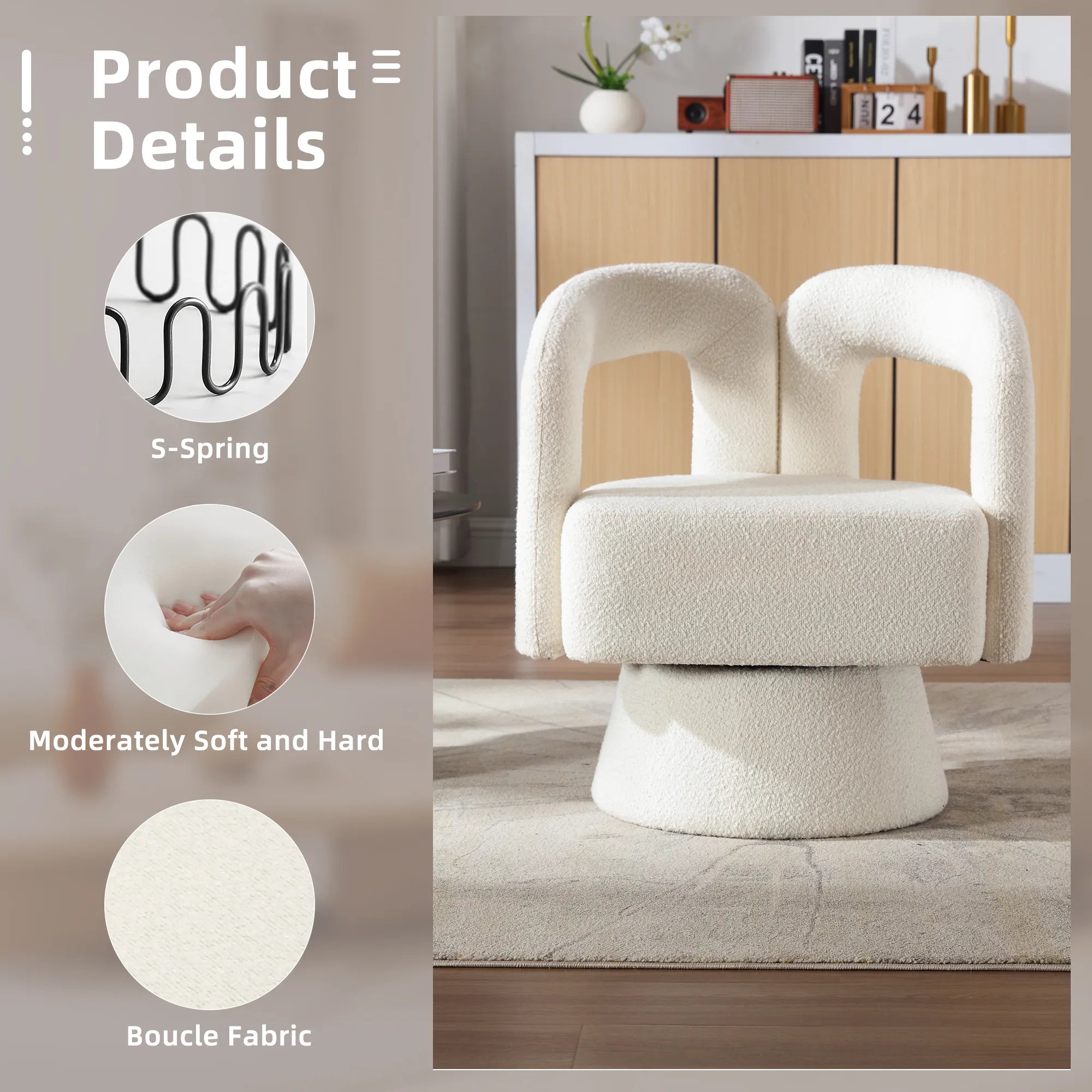 360° Swivel Cuddle Barrel Accent Chair With Fluffy Fabric