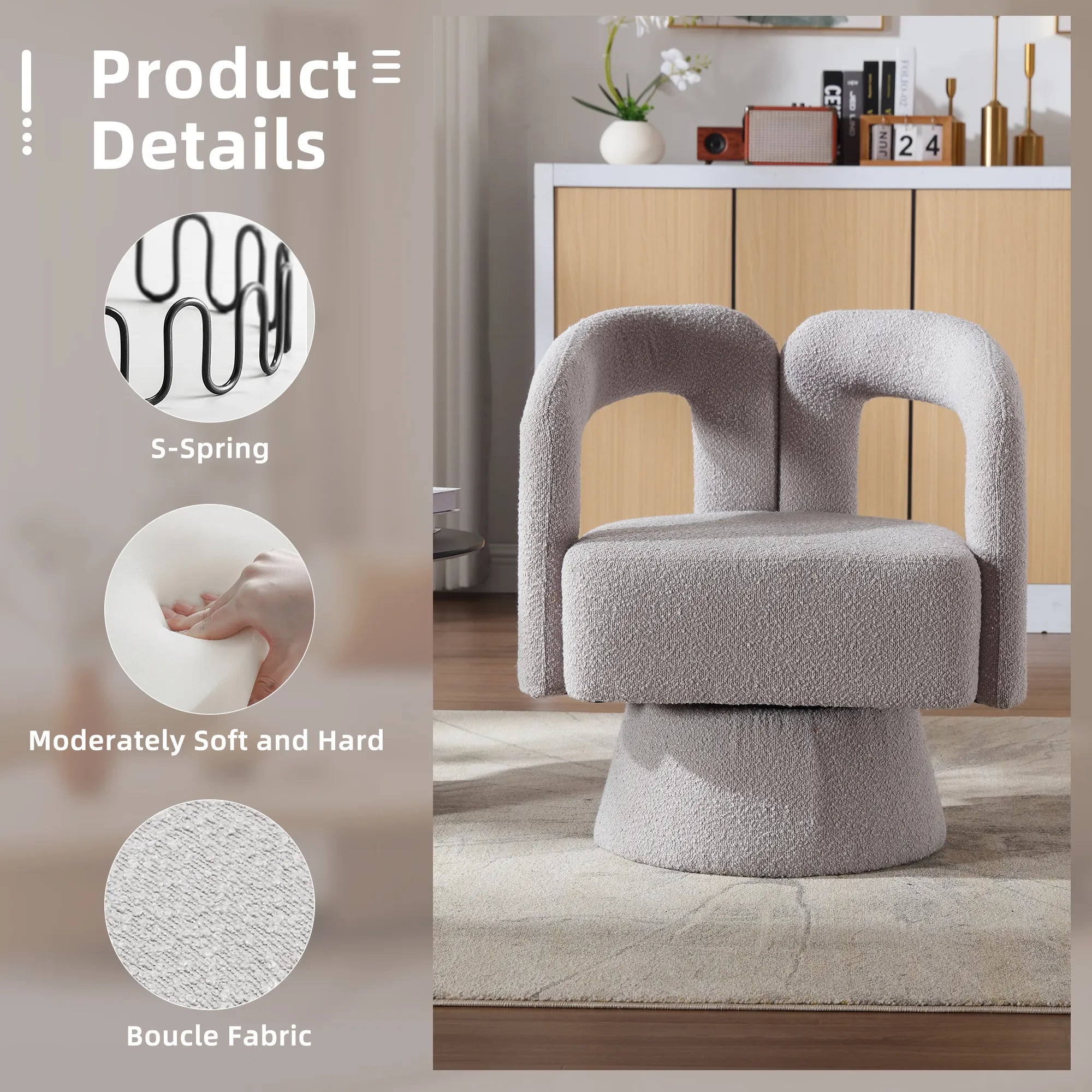 360° Swivel Cuddle Barrel Accent Chair With Fluffy Fabric