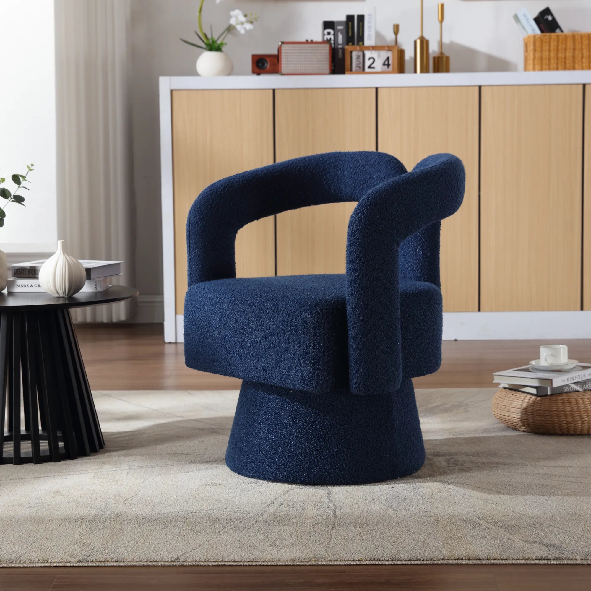 360° Swivel Cuddle Barrel Accent Chair With Fluffy Fabric