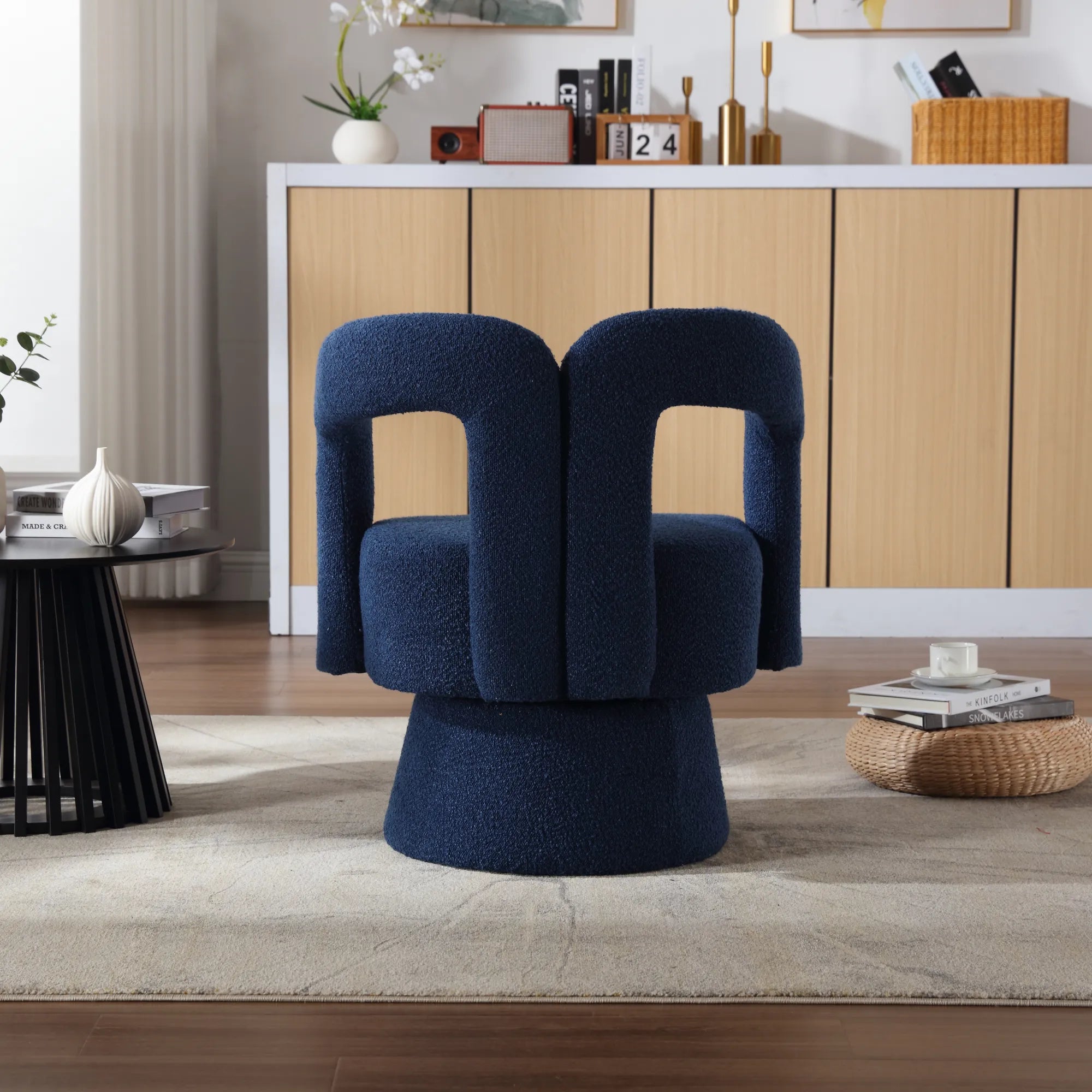 360° Swivel Cuddle Barrel Accent Chair With Fluffy Fabric