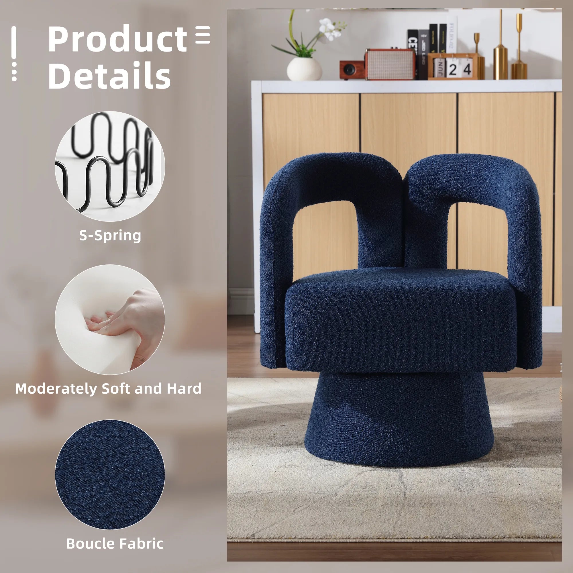 360° Swivel Cuddle Barrel Accent Chair With Fluffy Fabric