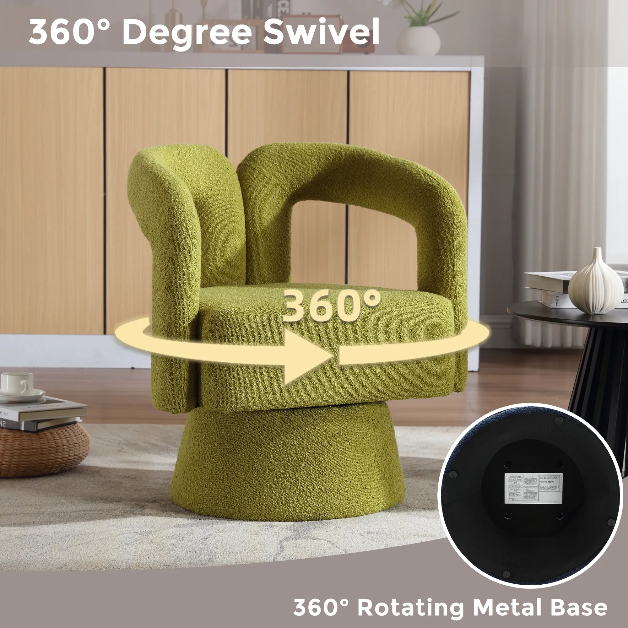 360° Swivel Cuddle Barrel Accent Chair With Fluffy Fabric