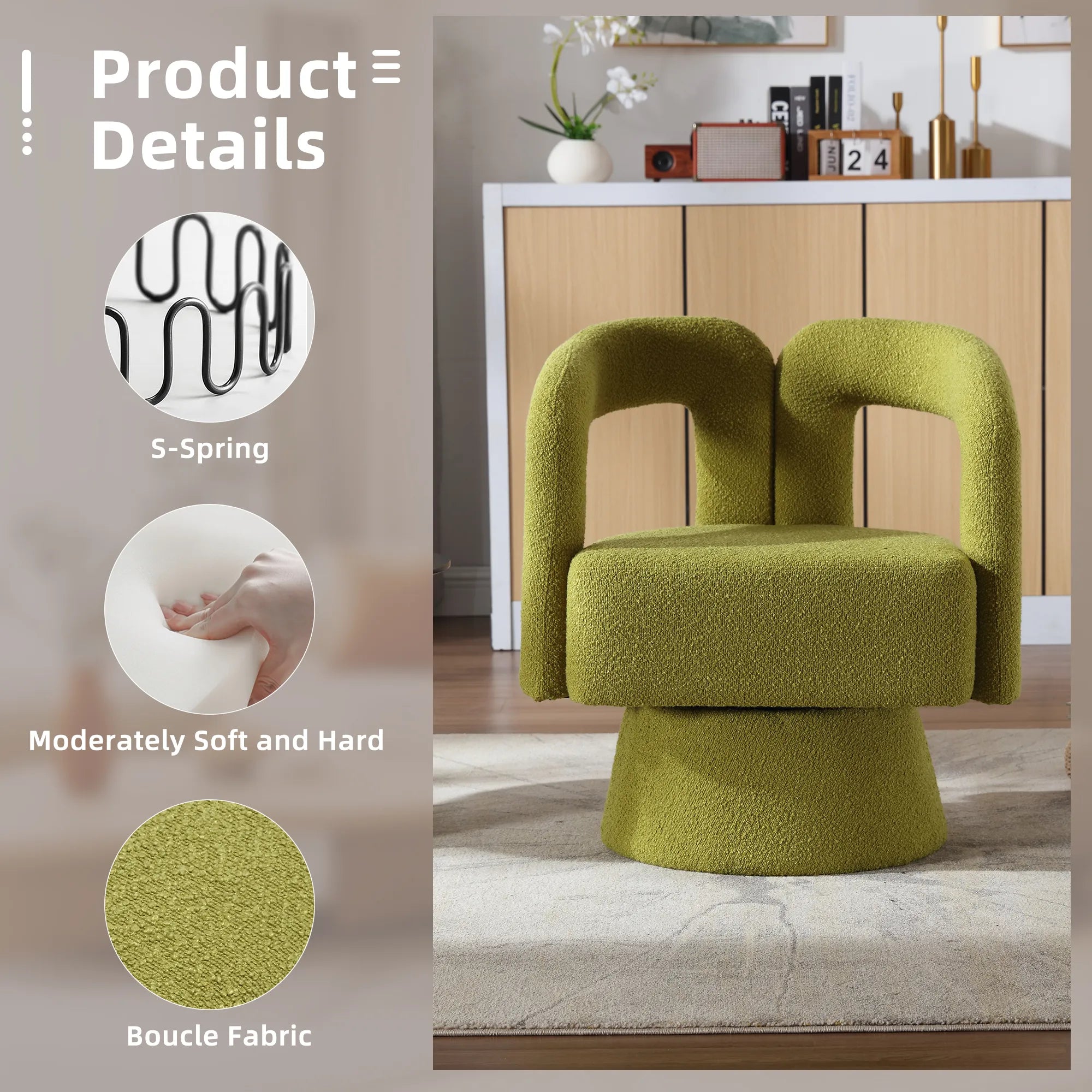 360° Swivel Cuddle Barrel Accent Chair With Fluffy Fabric
