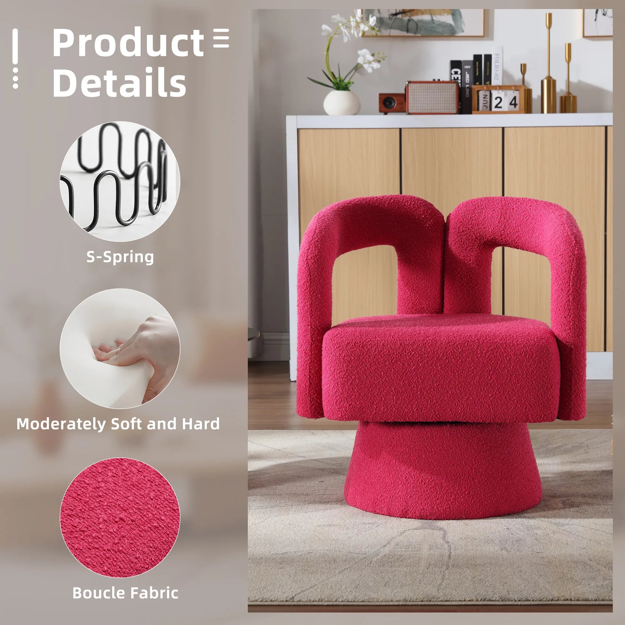 360° Swivel Cuddle Barrel Accent Chair With Fluffy Fabric