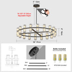 36” Modern Round Crystal Chandelier