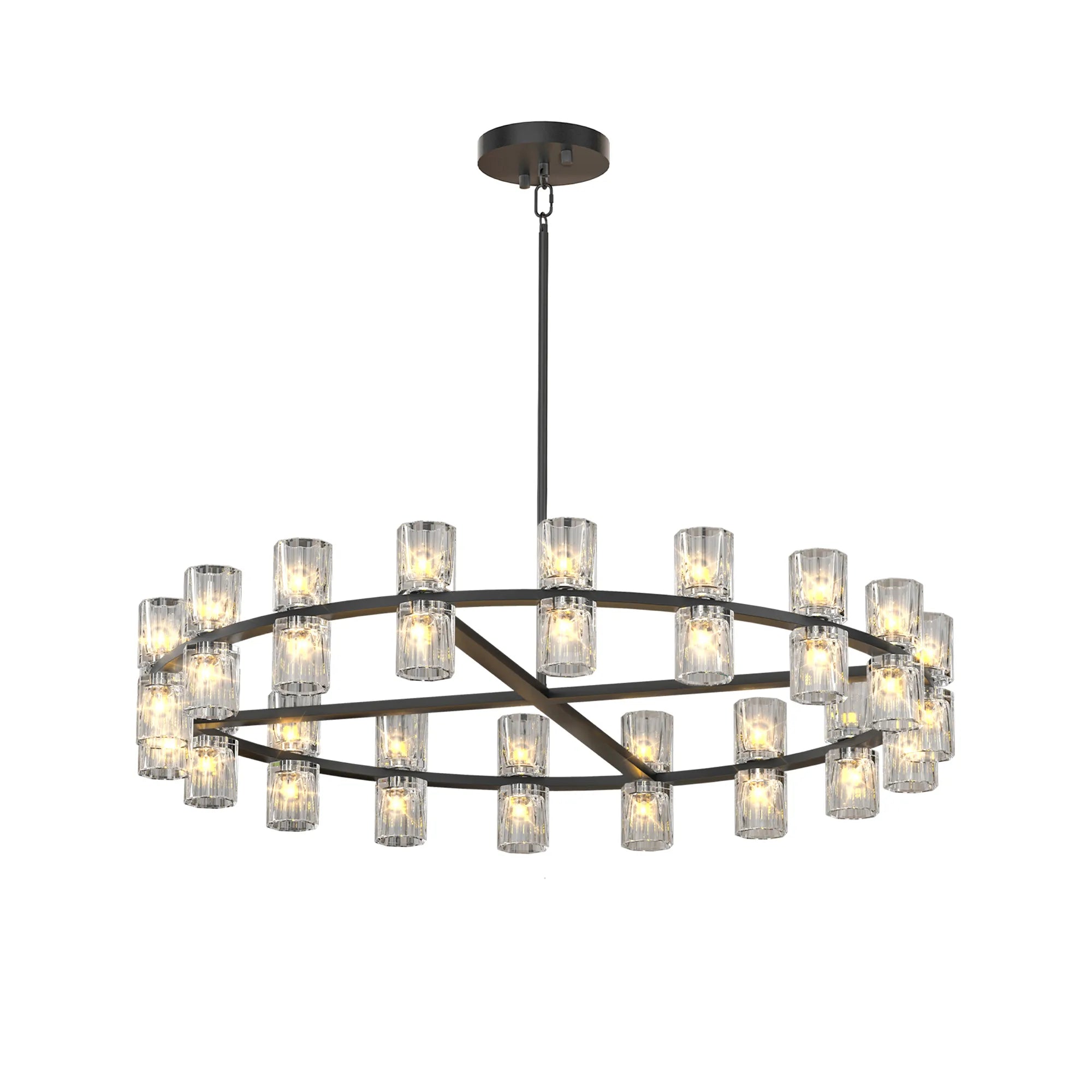 36” Modern Round Crystal Chandelier