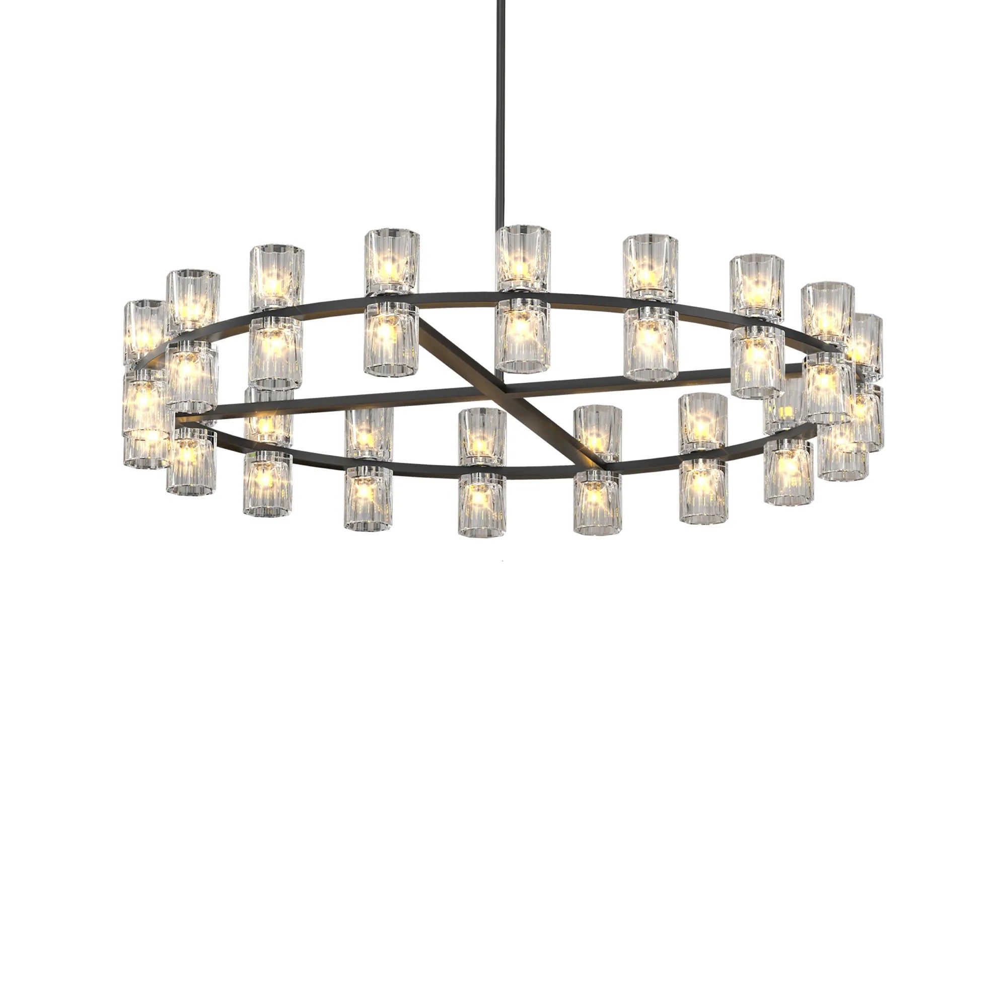 36” Modern Round Crystal Chandelier