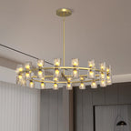 36” Modern Round Crystal Chandelier