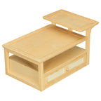 38" Stylish Coffee Table With Rattan Drawer