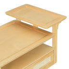 38" Stylish Coffee Table With Rattan Drawer