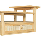 38" Stylish Coffee Table With Rattan Drawer