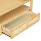 38" Stylish Coffee Table With Rattan Drawer