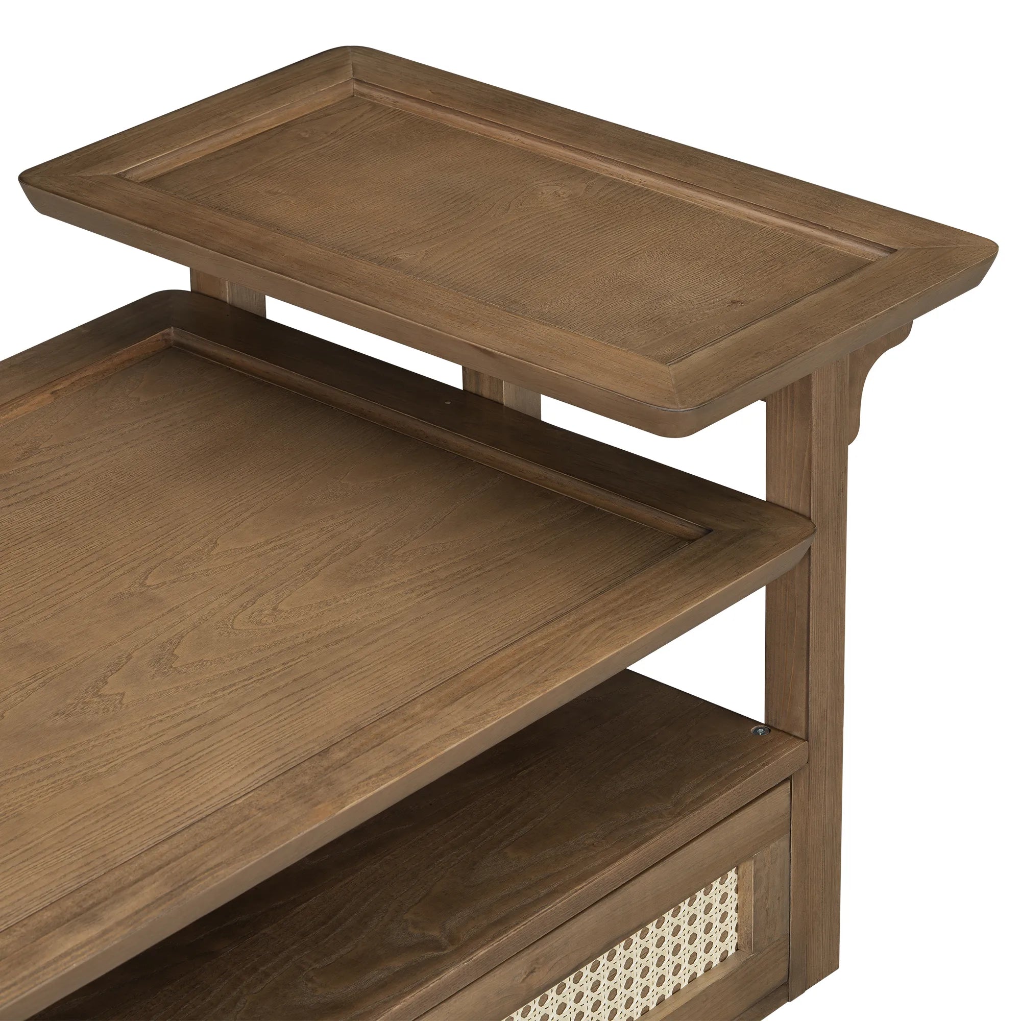 38" Stylish Coffee Table With Rattan Drawer