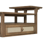 38" Stylish Coffee Table With Rattan Drawer