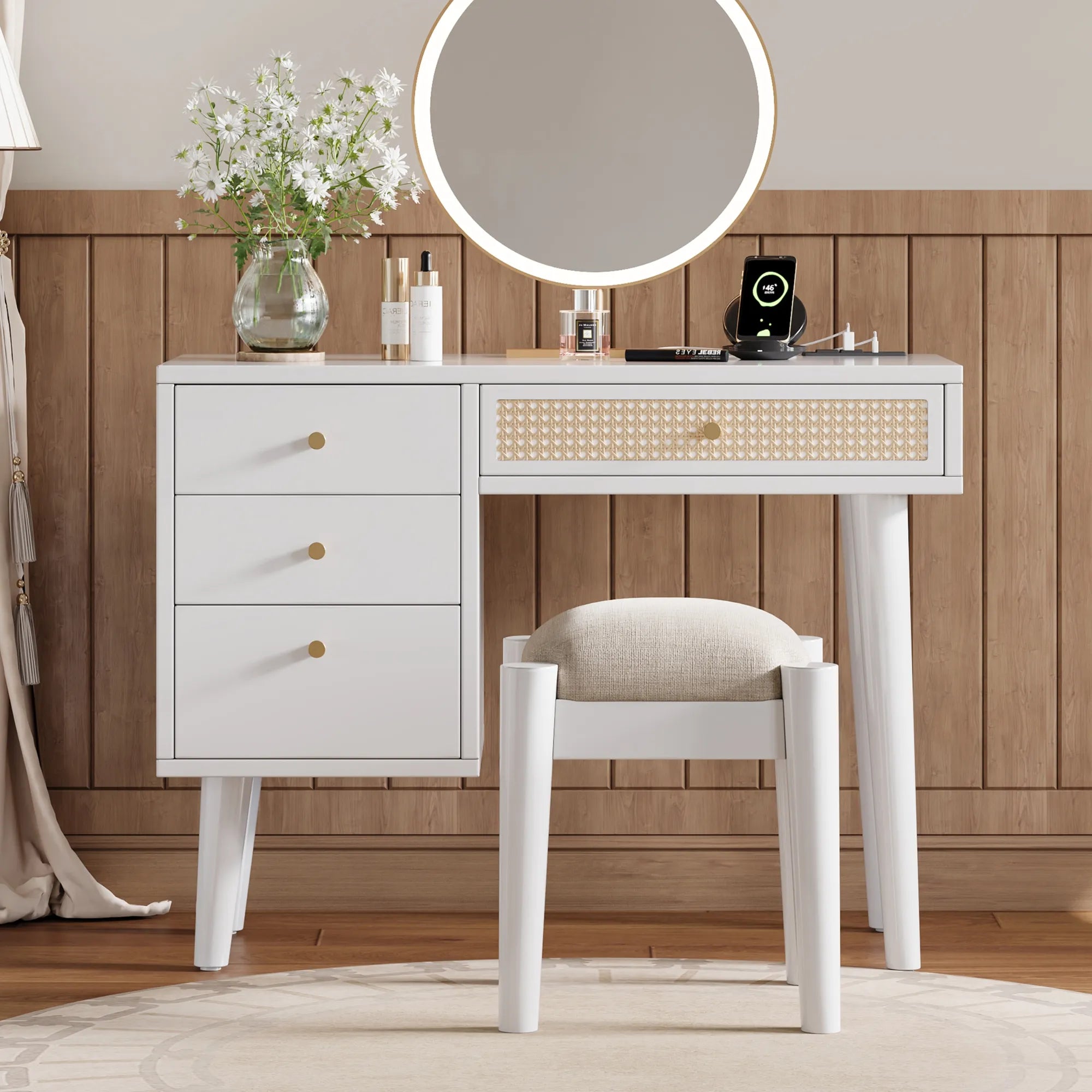 39” Boho Makeup Vanity Set with Stool
