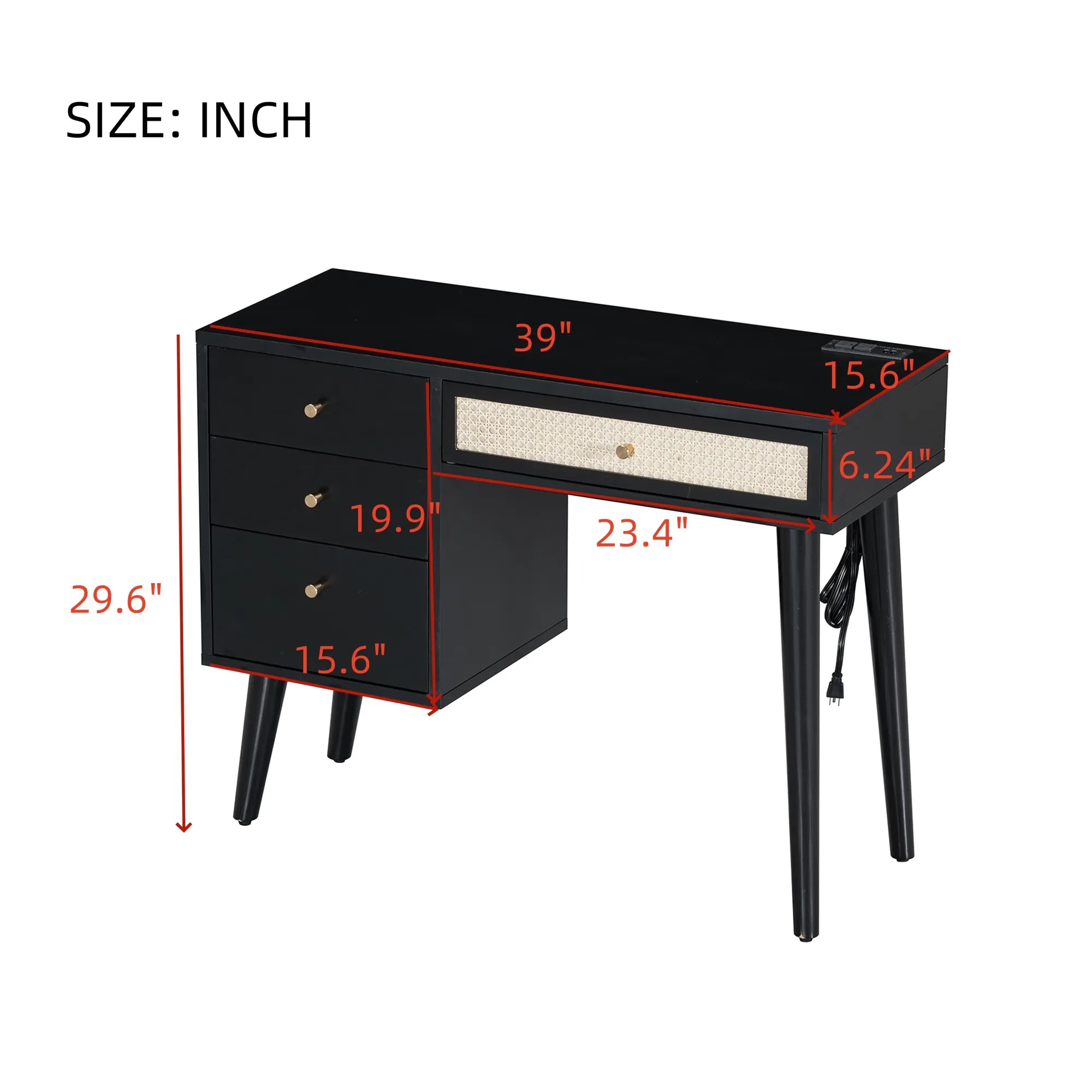 39” Boho Makeup Vanity Set with Stool