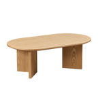 39" Modern MDF Oval Coffee Table With Sturdy Pedestal