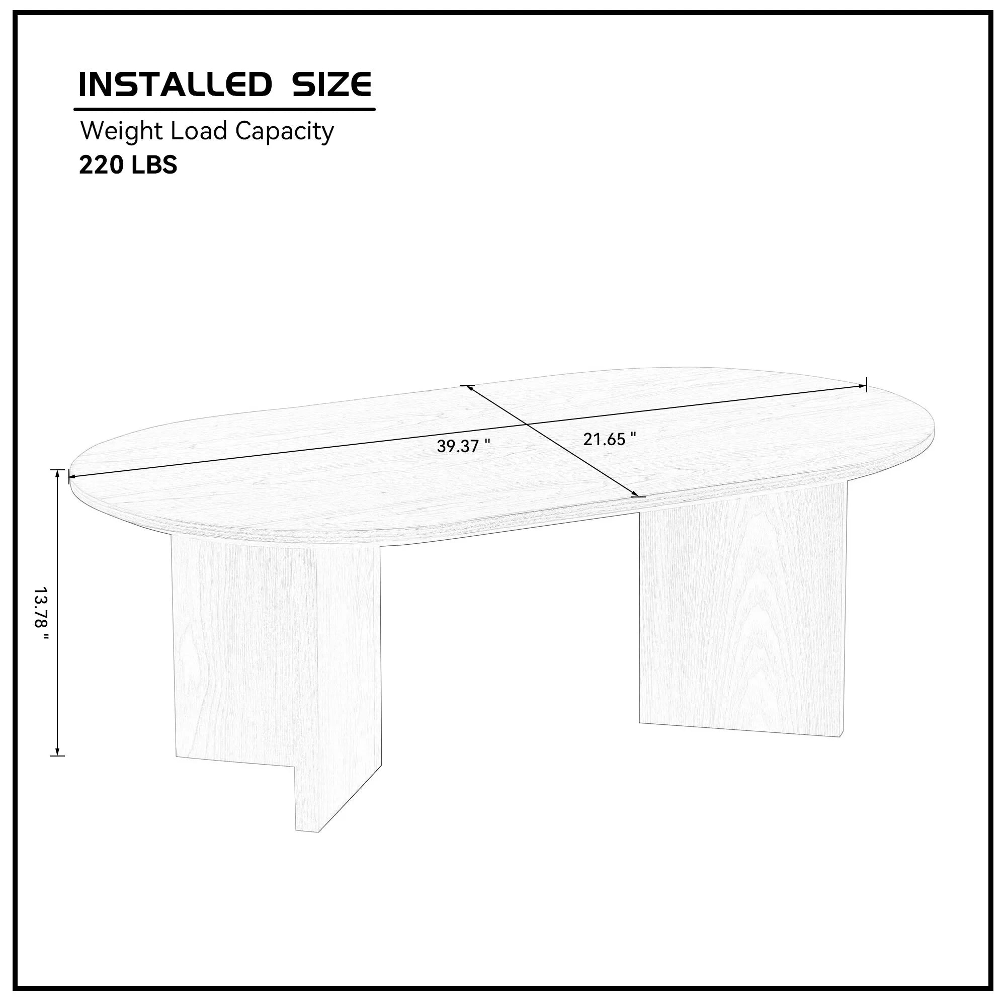 39" Modern MDF Oval Coffee Table With Sturdy Pedestal
