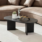 39" Modern MDF Oval Coffee Table With Sturdy Pedestal