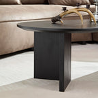 39" Modern MDF Oval Coffee Table With Sturdy Pedestal