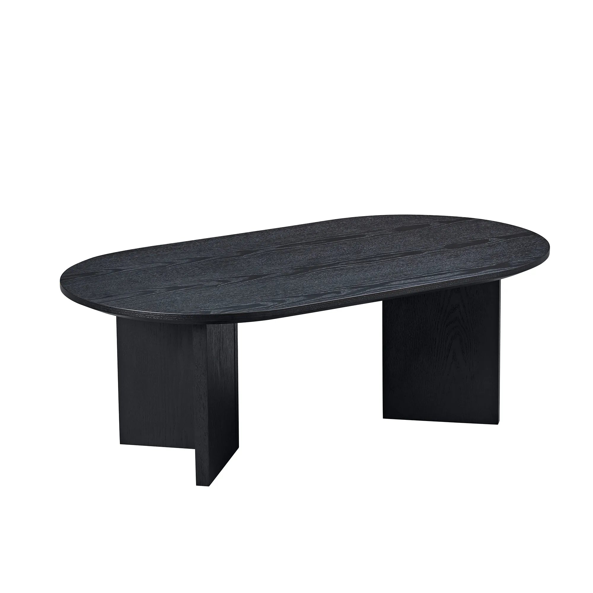 39" Modern MDF Oval Coffee Table With Sturdy Pedestal