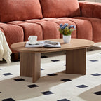 39" Modern MDF Oval Coffee Table With Sturdy Pedestal
