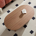 39" Modern MDF Oval Coffee Table With Sturdy Pedestal