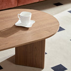 39" Modern MDF Oval Coffee Table With Sturdy Pedestal