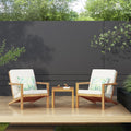 3 Pieces Wood Outdoor Patio Seat Set