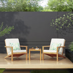 3 Pieces Wood Outdoor Patio Seat Set